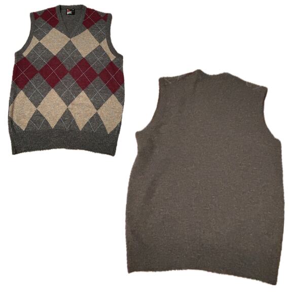 Vintage 1960s argyle Sleeveless Sweater Vest / Mens Medium - Picture 3 of 4